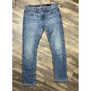 Vince Men's Jeans 29 Slim Straight Button Fly Raw Hem Blue‎ Denim